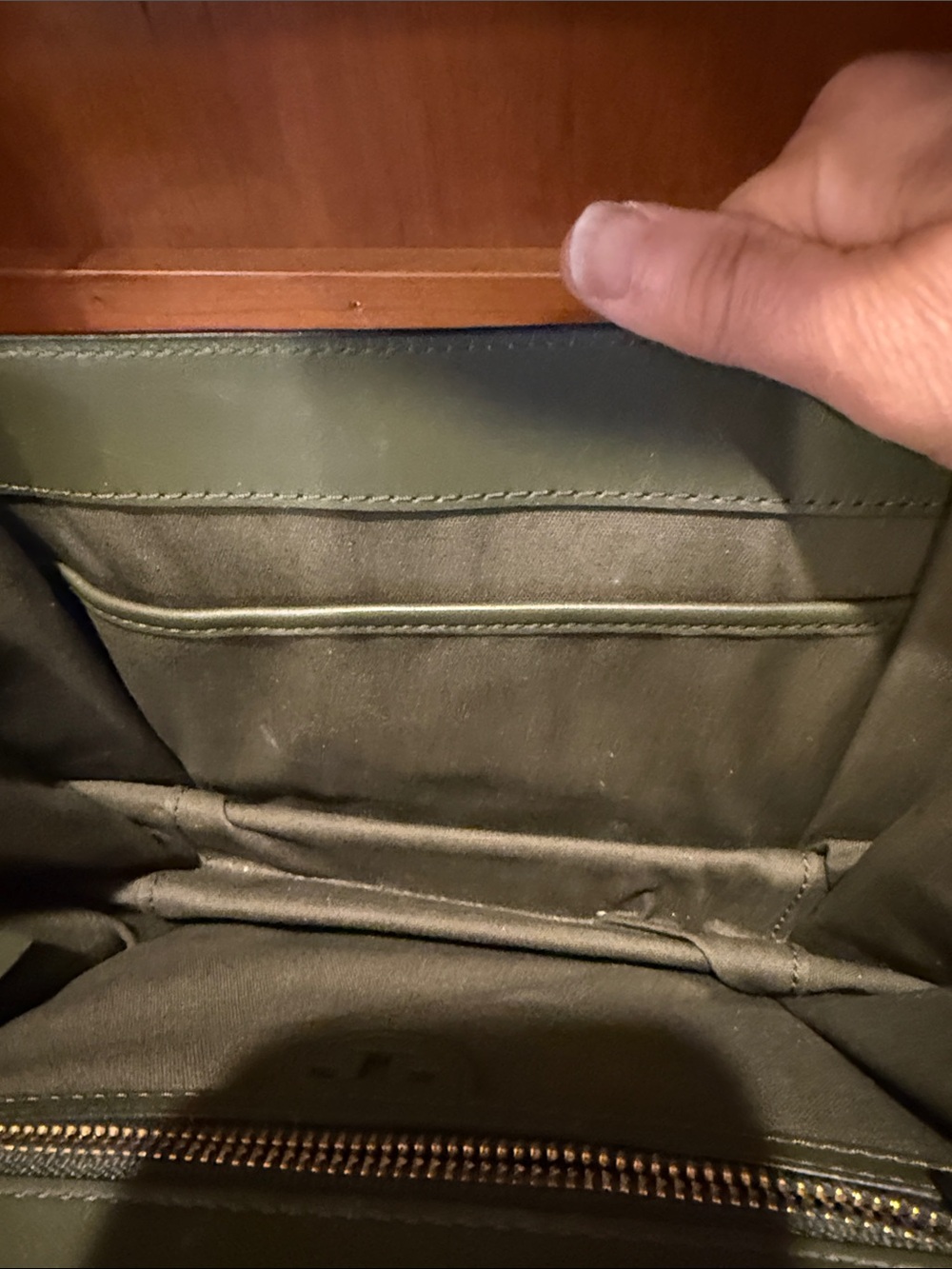 Tory Burch Olive Green Leather Crossbody with Gold Logo - Picture 3 of 5